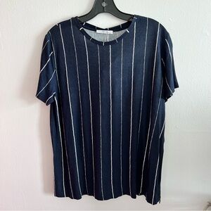 NWT Zara Trafaluc t shirt navy white stripe Sz M